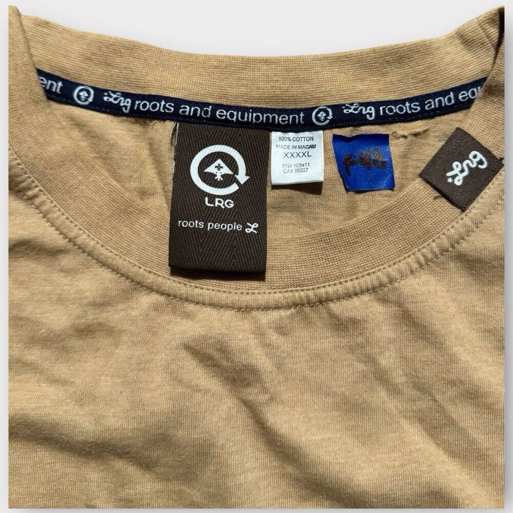 LRG Lifted Research Group T-Shirt Mens 4XL Tan 47 Logo Graphic L/S Roots People - Picture 3 of 3